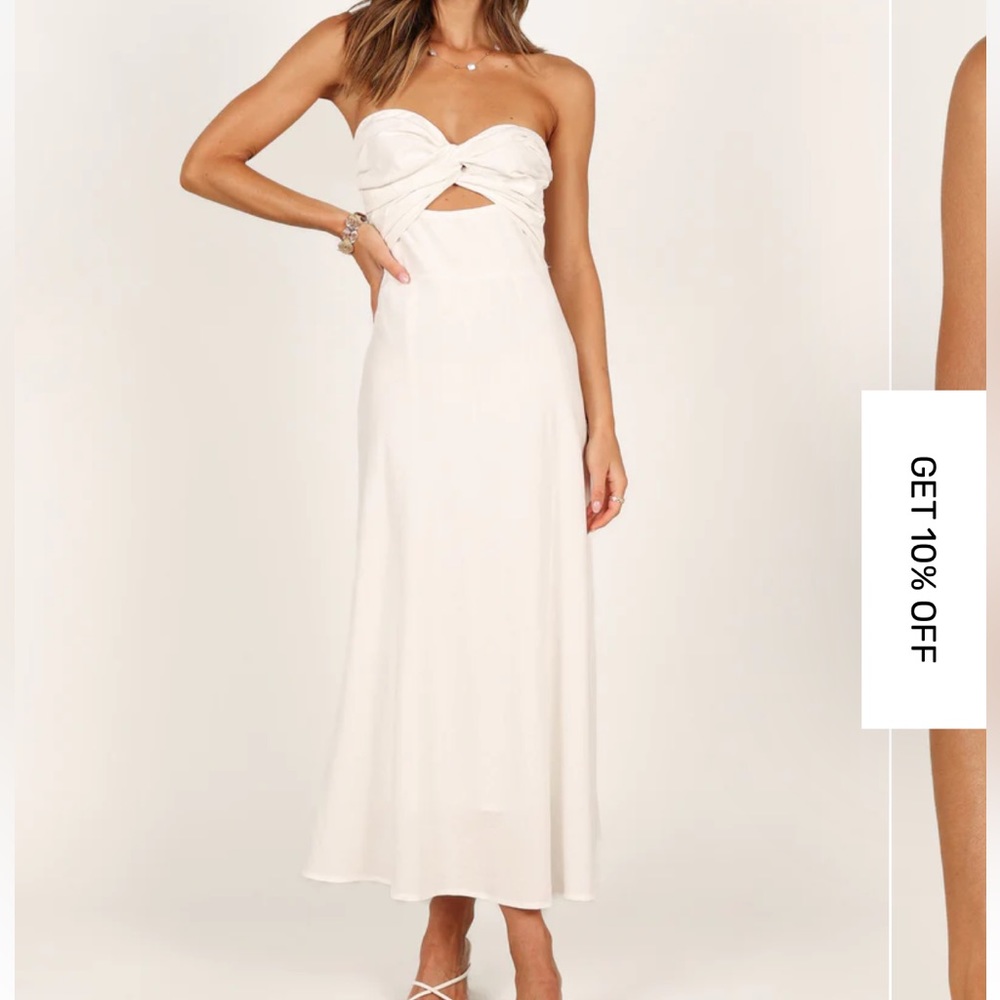 Petal and pup Rosetta white strapless keyhole midi dress